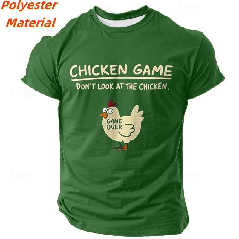 3D Gedrucktes Spiel Hühnchen T-Shirt Für Männer Lustiges Buntes Muster T-Shirts Sommer Rundhals Kinder Kurzarm T-Shirts Mode Oberteile M black