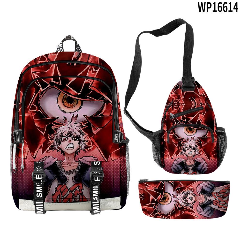 Favored Distinctive Metal Family Anime 3D Design 3pcs/Set Learner Bags Everyday Laptop Everyday Backpack Sling Carry Tote Pencil Pouch