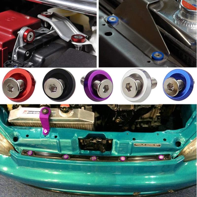 10pcs Car Modified Hex Fasteners Fender Washer Bumper Engine Concave Screws Aluminum Fender Washers and M2-M6 Bolt for Honda