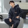 Herren Verdickter Korallenfleece Einteiler Schlafanzug - Winter/Herbst Flanell Hausanzug für Teenager & Erwachsene
