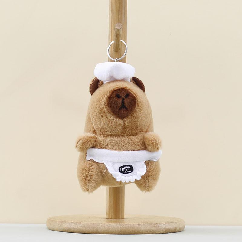 Capybara Cook Plush Pendant Toy Keychain Stuffed Doll Bag Decoration Gift Kids