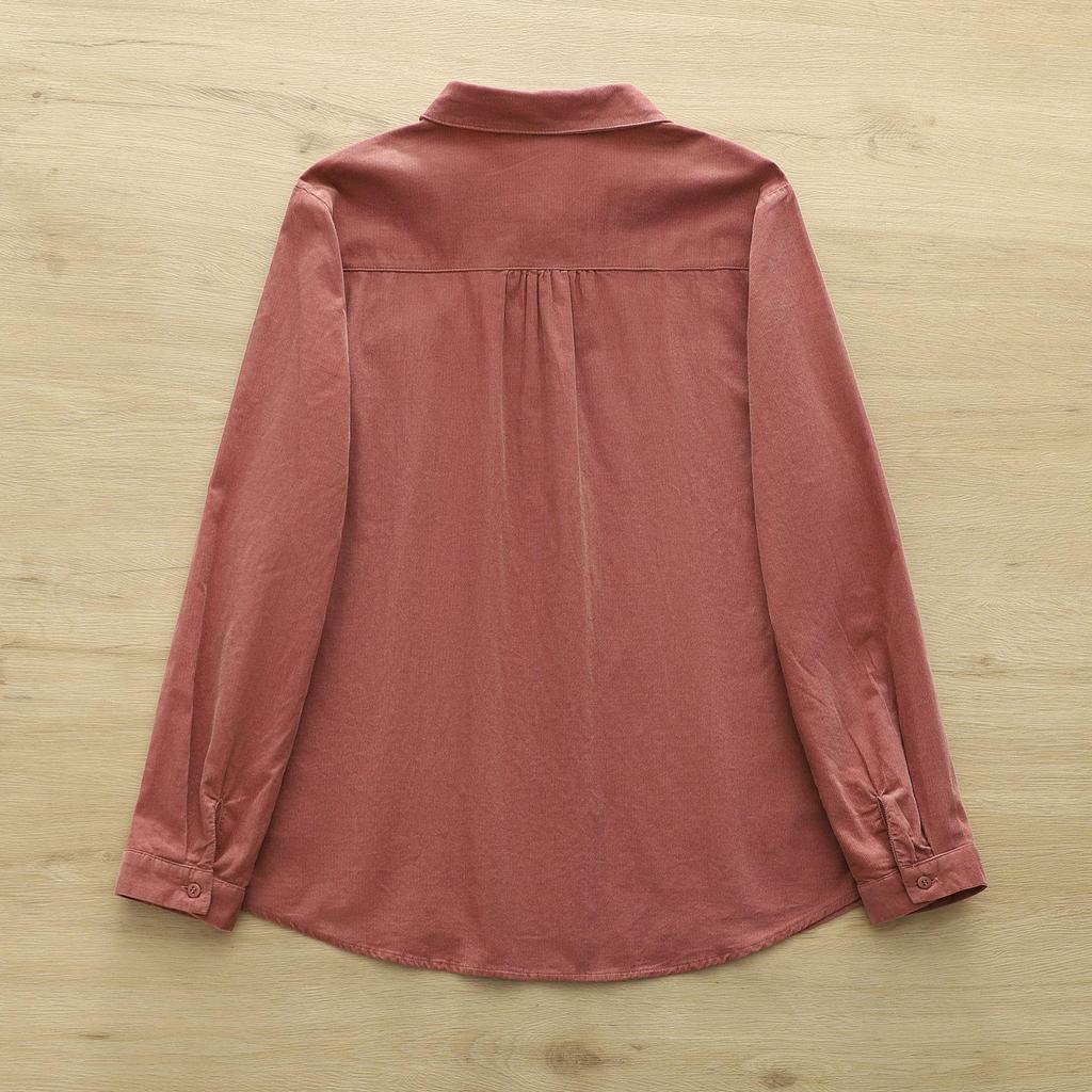 Pure Cotton Corduroy Women's Long Sleeve Shirt - Artistic Casual Style for Spring & Autumn (8372)