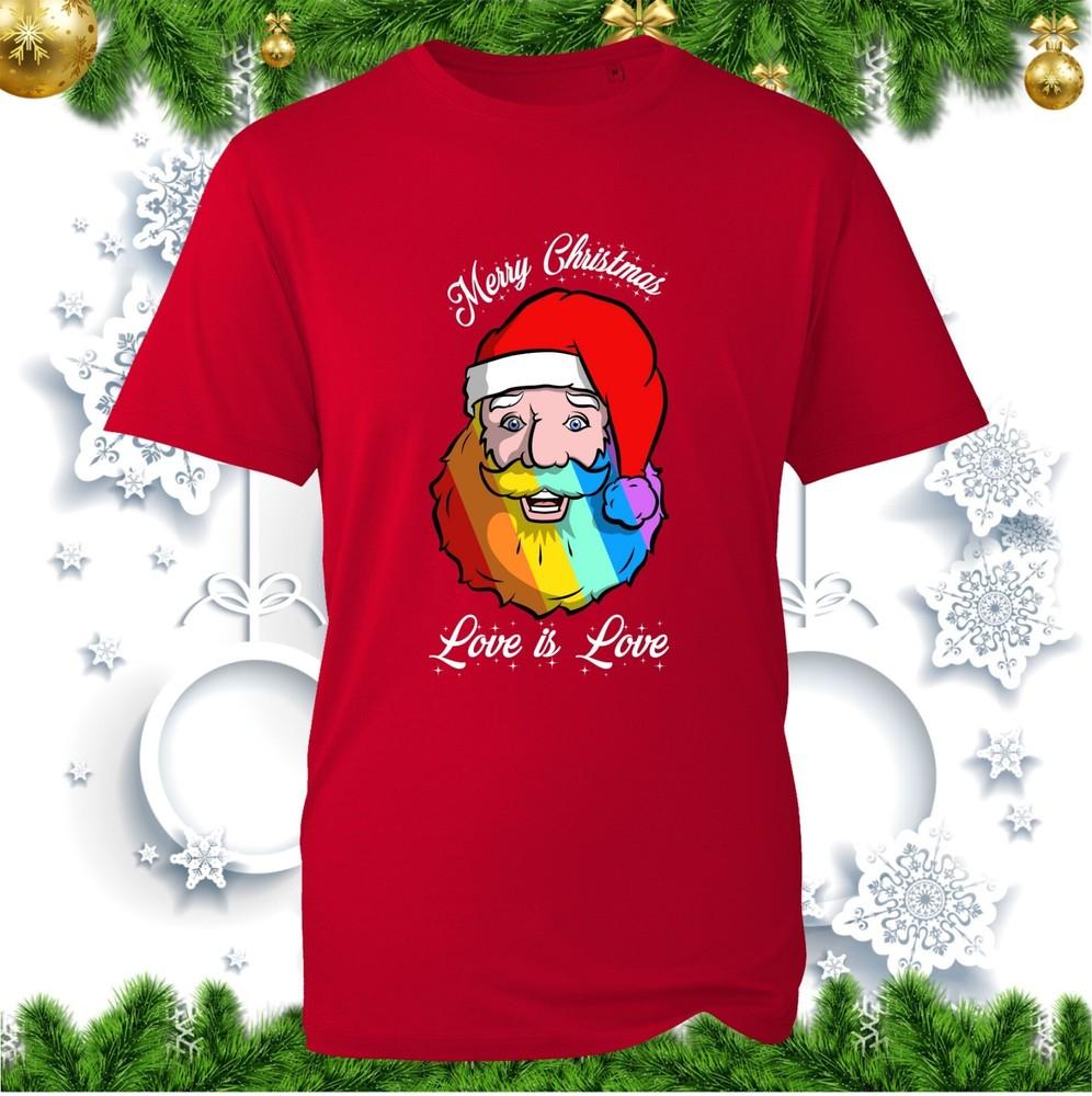 Lgbt Santa Merry Christmas Tshirt Love Is Love Gay Pride Xmas Rainbow Colours