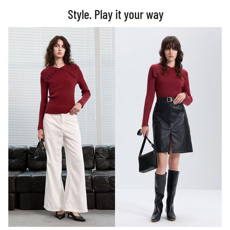 Sancai 2025 Winter Women's Slim-Fit Knit Pullover