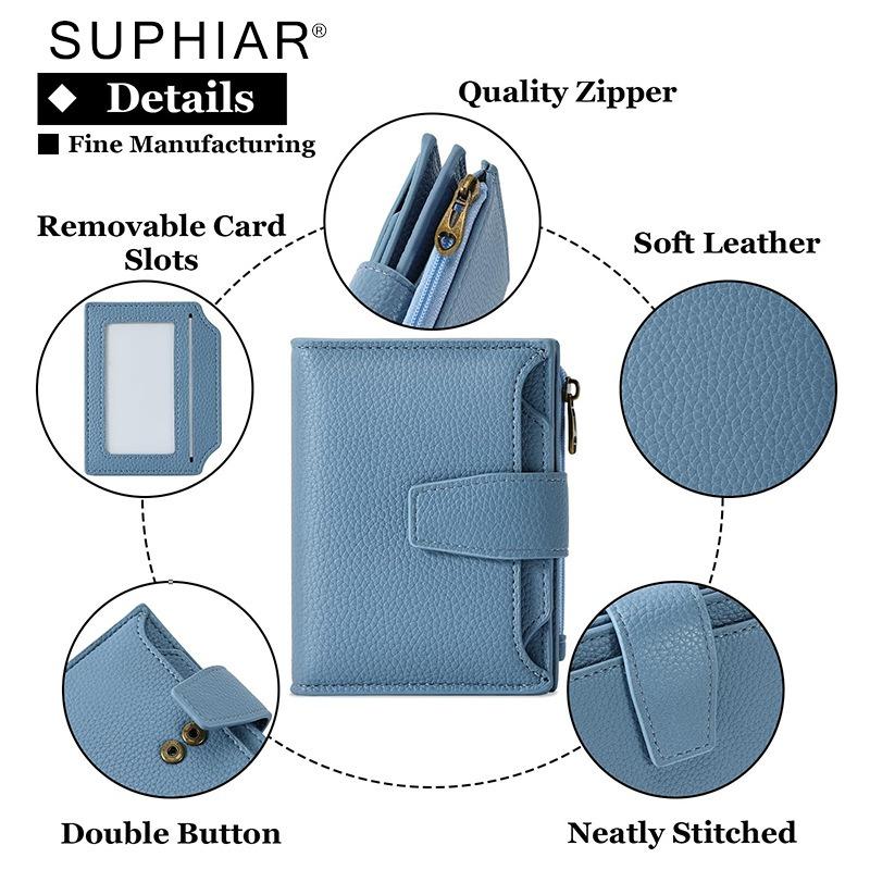 Hot-selling leather zipper change bag card bag integrated, simple anti-theft brush new women's wallet