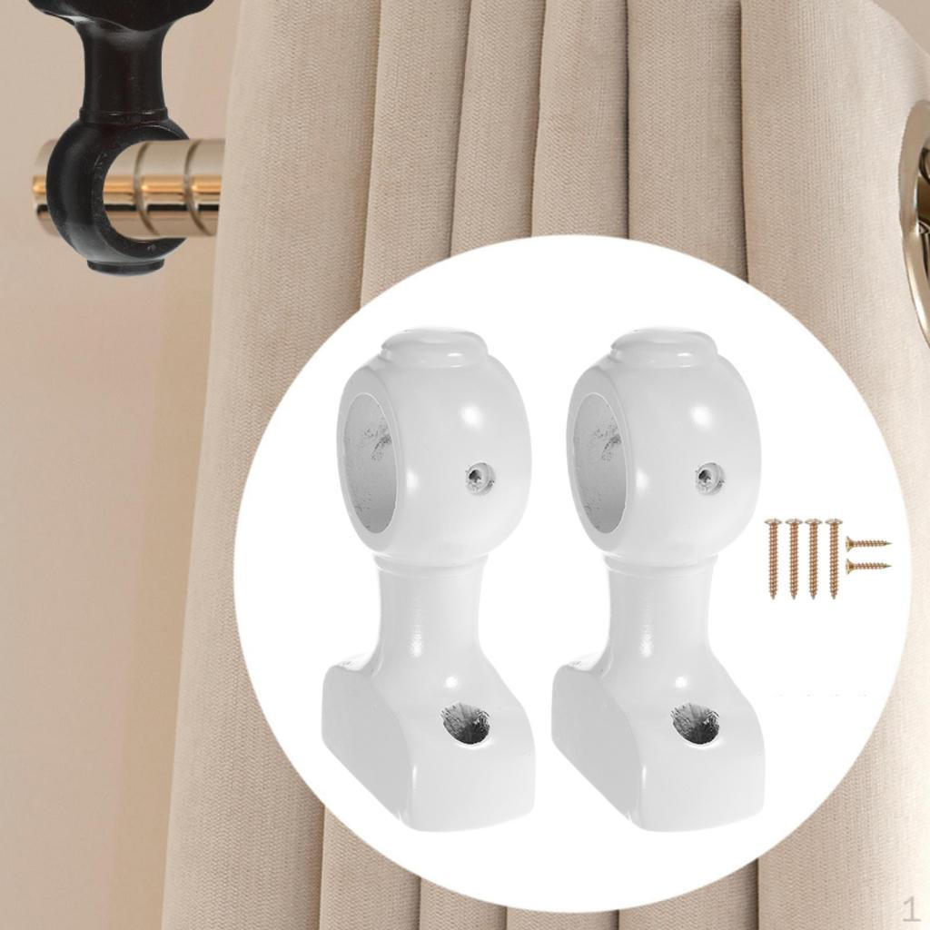 2 Curtain Rod Brackets, Wall Mount, Wood, Decorative, Random Color, Screw, Accessory, Ornament,