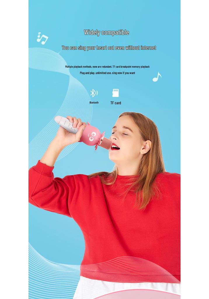 Kids Bluetooth Karaoke Microphone Speaker - Cute Pet Design for Home Entertainment