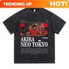 Customization Japan Classic Science Fiction Anime Akira Peripherals Vintage Washed T-Shirt Graphic Print Short Sleeve Cotton Loo