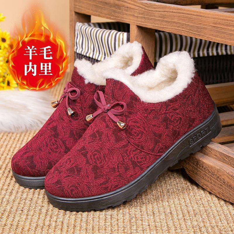 Winter Velvet Thickened Beijing Cloth Shoes Women's Cotton Shoes Soft Sole Non-slip Old Shoes Cotton Shoes