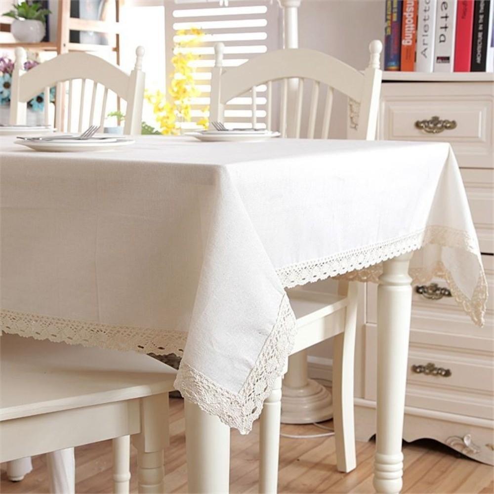 Universal Polyester Cotton Tablecloth White Table Cover Heavy Duty Rectangular Table Cloth  Kitchen
