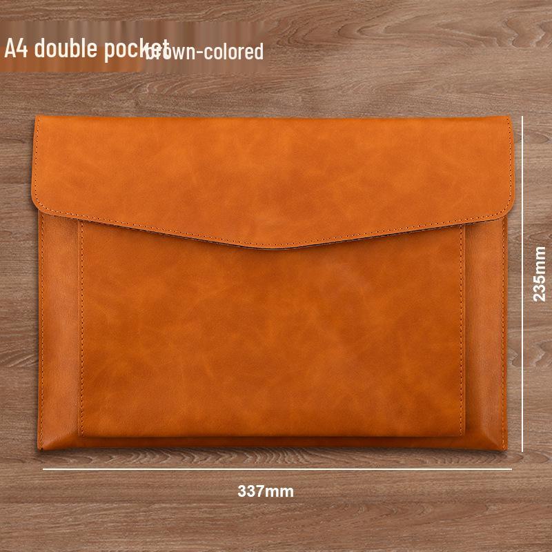 A4 Doppel-Schicht Große Kapazität Dokumenten- und Laptop-Leder-Schutz-Tasche