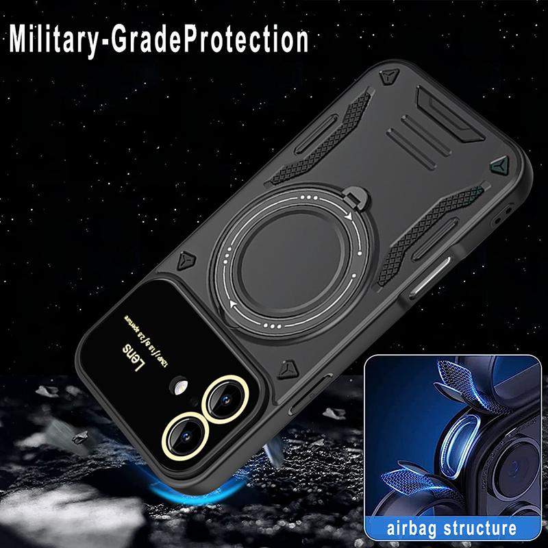 For Iphone 17 Armor Shockproof Lens Protection Cover For Iphone 17 Pro Max 17 Air 17 Plus Magnet Car Holder Ring Anti-Fall Cover