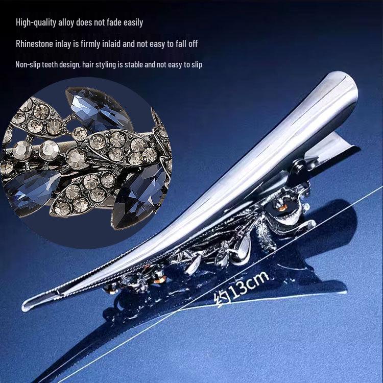 Strass Schleife Haarspange: Große Retro Entenschnabelspange für elegante Hochsteckfrisuren