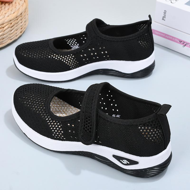 

Летние полые дышащие туфли для ходьбы для среднего и пожилого возраста, тканевые туфли на липучке, женские сетчатые туфли 41