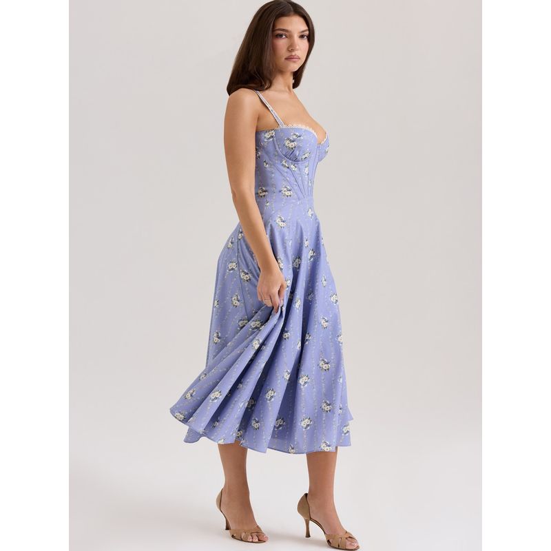 Nanfa Sunshine House Same Style French Style Retro Pastoral Fresh Floral Waist Hugging Slimming Elegant Sling Dress