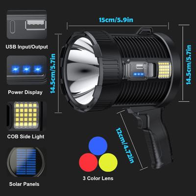 Dobíjecí reflektor Led bodová světla Ruční svítilna Super jasná Venkovní solární reflektory Hledací svítilna