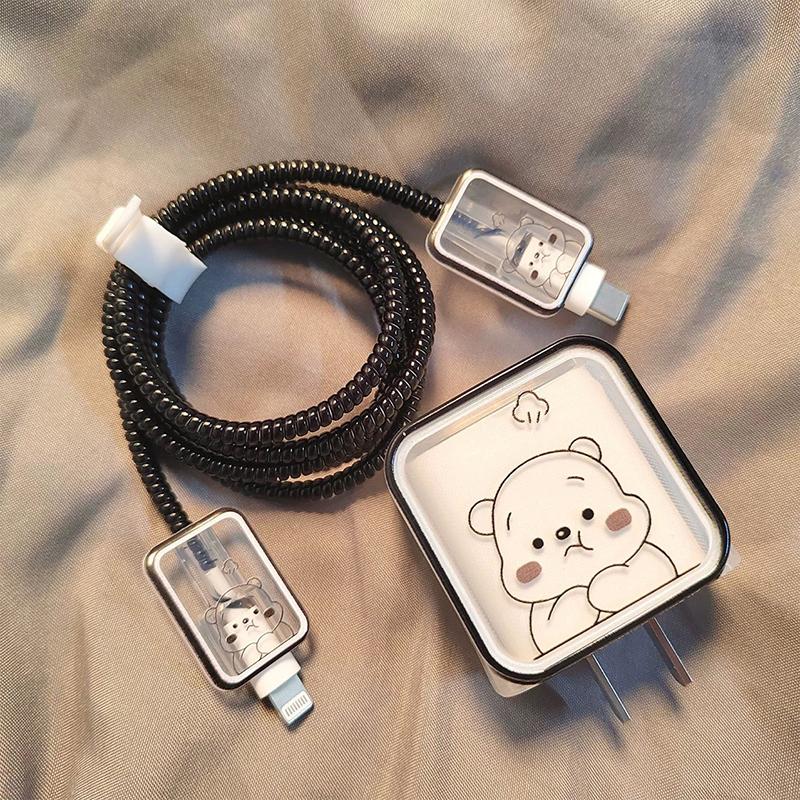Crayon Shin-Chan Charger Case Cable Cover For Iphone 18W/20W Fast Charger Cover Data Cable Head Bite Winder Protector Shell