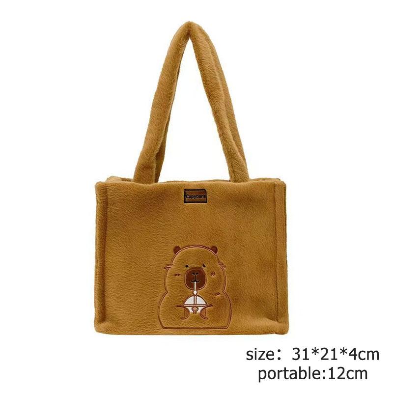 Zaino in peluche Kawaii Capybara per donna, versatile, divertente cartone animato, borsa a tracolla Capibala, borsa tote di grande capacità