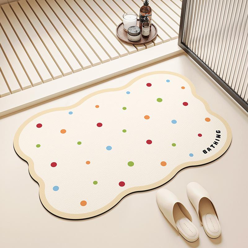 Diatom Mud Floor Mat Cream-air Bathroom Floor Mat Household Water Absorption Quick-drying Foot Mat Bathroom Door Dirty-resistant Anti-slip Mat