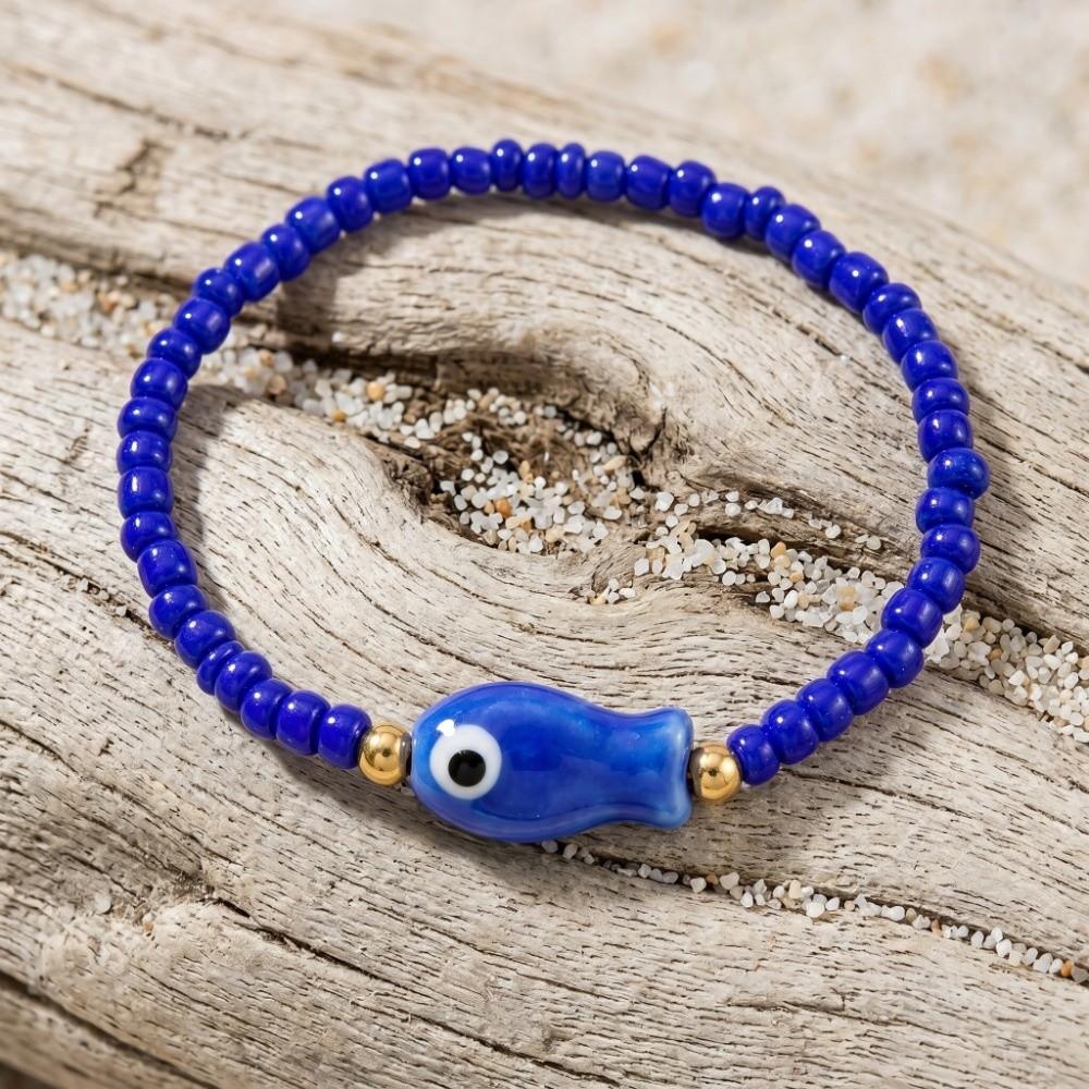 Buntes Böhmisches Meeresarmband Meeres-Serie Gepunktetes Perlenarmband Kreatives Strandarmband Urlaub