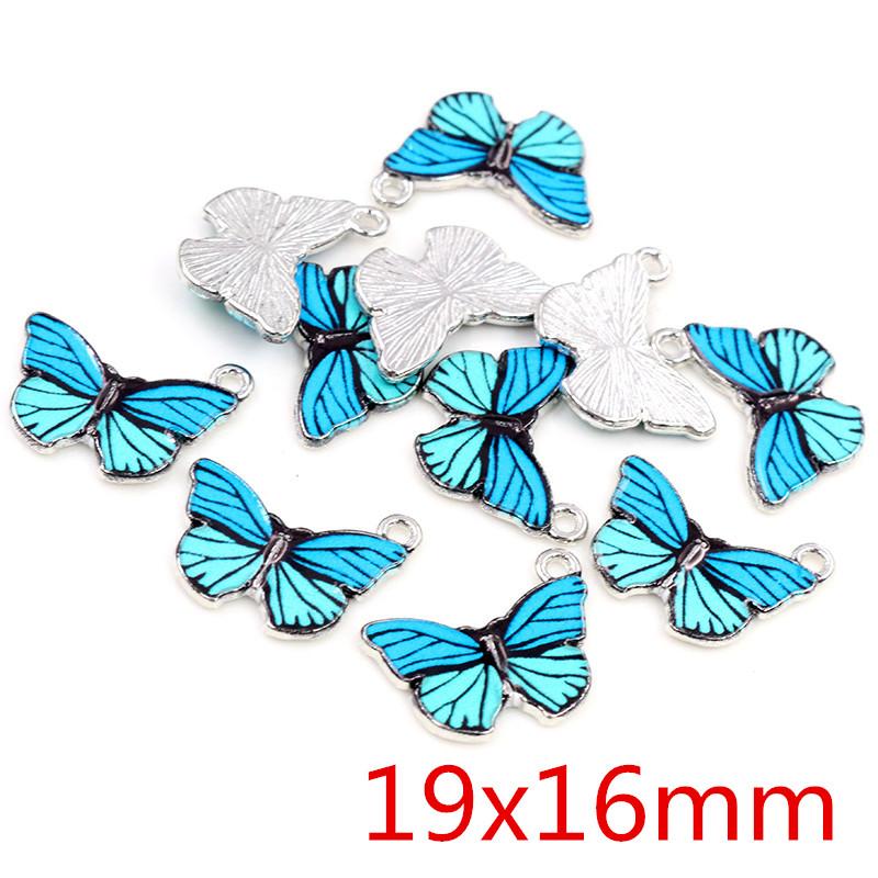 10pcs 21x15mm 19x16mm Colorful Butterfly Charms Pendant Enamel Metal Charms Necklace Bracelet DIY Jewelry Making Accessories