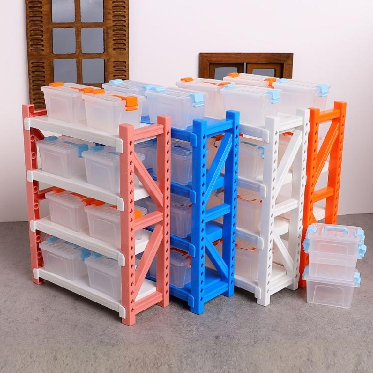 Simulation Warehouse Display Shelf With Storage Box Enhances Spatial Awareness Realistic Storage Doll House Scene Decors