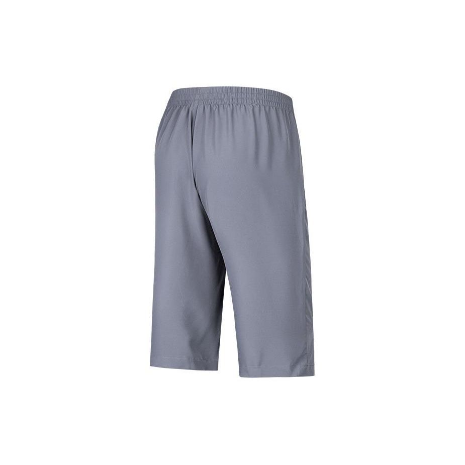Anta Solid Color Straight Leg Comfortable Versatile Mid Waist Seven Point Casual Shorts Men Shorts Gray 952427511-1