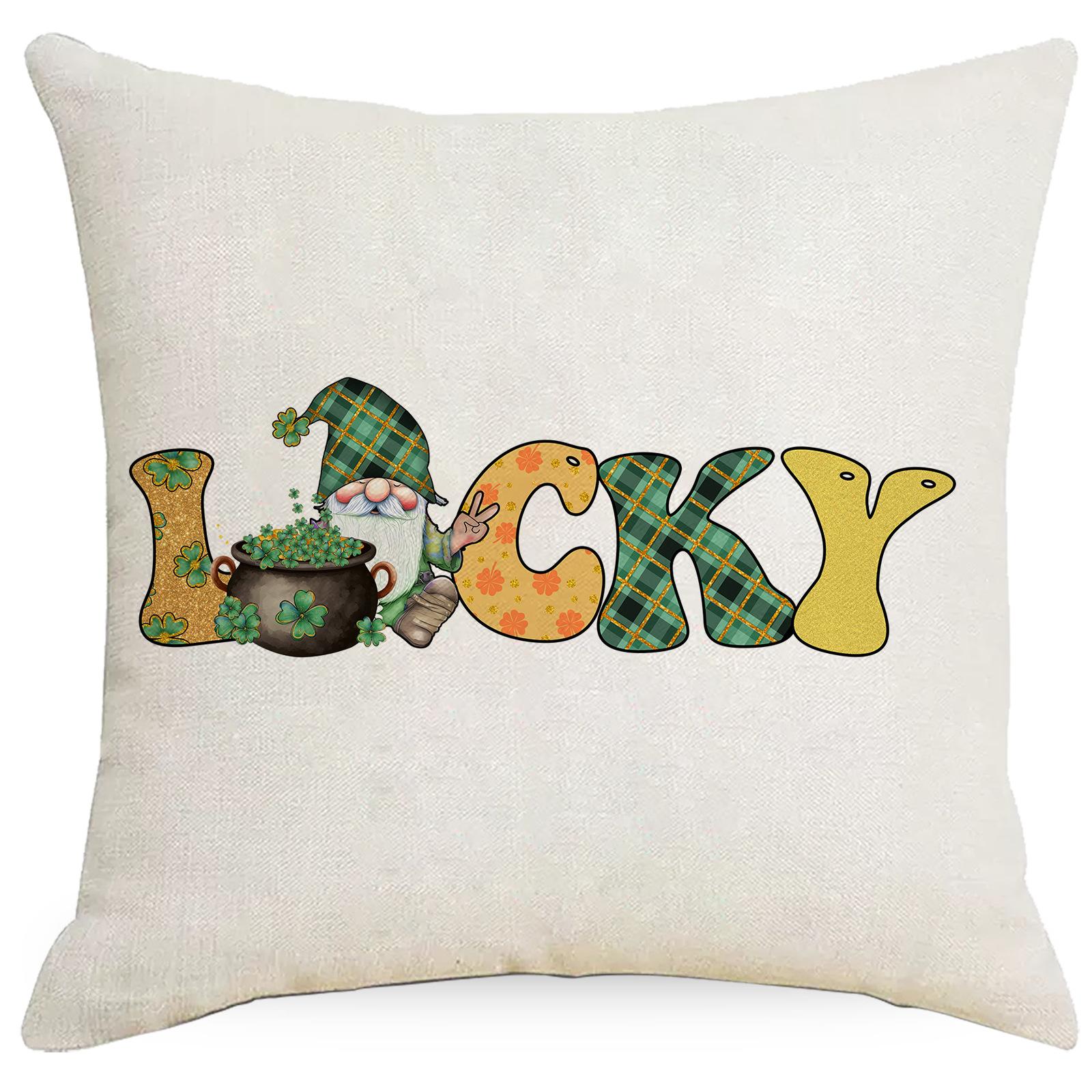 

Зеленая наволочка с принтом четырехлистного клевера St. День Святого Патрика Лен Домашняя Подушка Ирландия Национальный День Подушка 45 * 45Cm