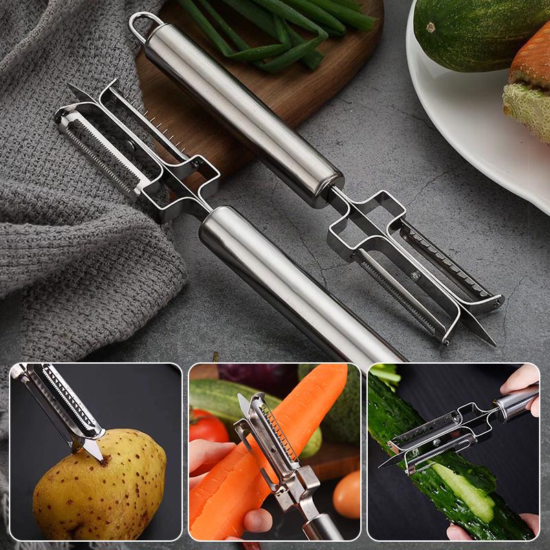 3 In 1 Stainless Steel Fruit Vegetable Peeler Sharp Blades Easy Peeling Easy Storage For Home Kitchen Daily Cooking Prep