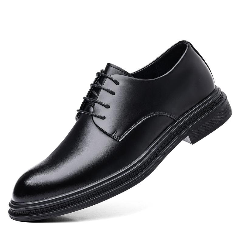 Leather shoes men's autumn dress British men's shoes low-top black with suit leather shoes 2025