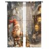 Christmas Dwarf Forest Snow Scene Cartoon Curtains For Living Room Bedroom Home Decoration Window Voile Tulle Curtain Drapes