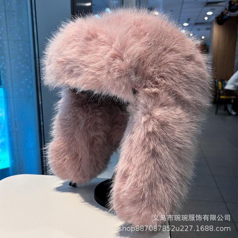 New autumn and winter imitation mink hair Lei Feng hat children thickened warm plush ear protection hat Northeast snow riding winter hat