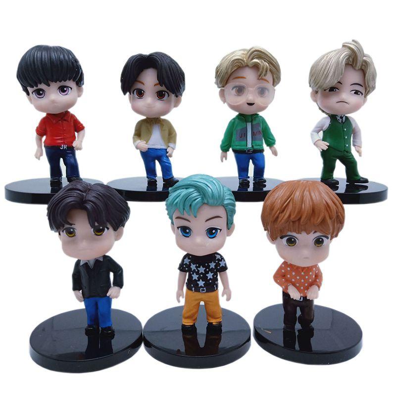 Exquisite 7pcs Set Of Kpop Bangtan Boys Star Figure Dolls For Unique Decor