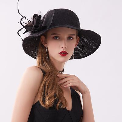 Spring And Summer Lace Mesh Pot Hat Flower Big Edge Sun Hat Women'S Outdoor Sun Protection Sun Hat