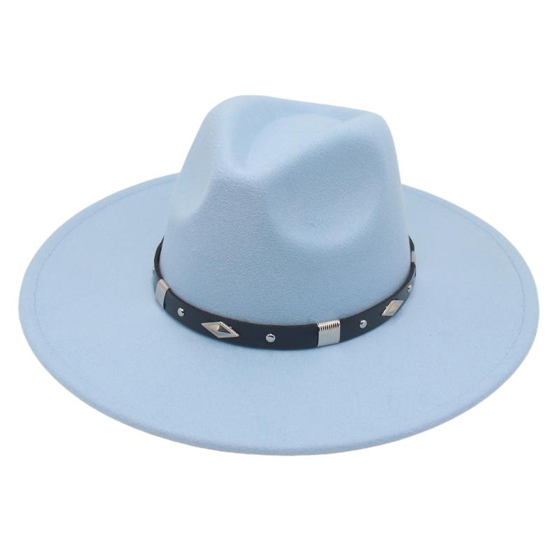 Big Brim Rhombus Metal Belt Accessories Jazz Hat Men'S And Women'S British Style Top Hat