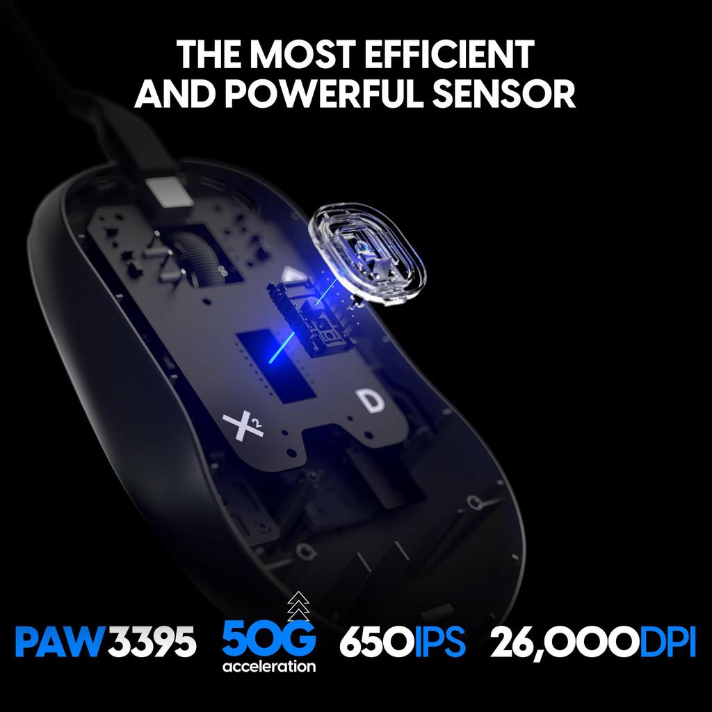 Pulsar Gaming Gears X2H Wired Medium Wired Gaming 26000 DPI Optical PAW3395 Mouse, Ultra-Lightweight (51g), 1ms, Sensor,