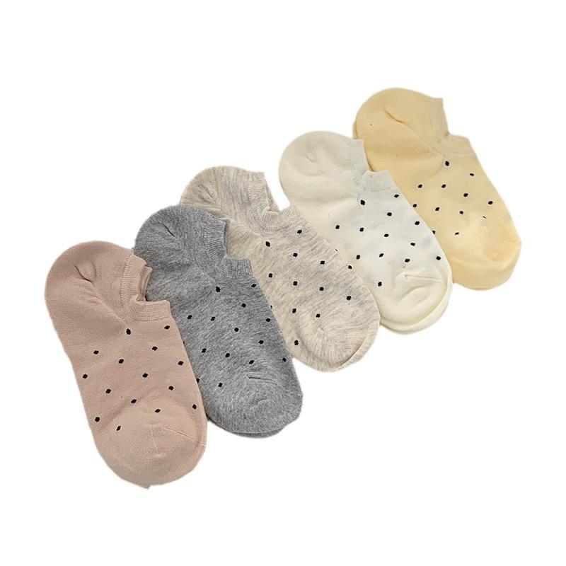 Polka Dot Socks, Women's Invisible Boat Socks, Spring and Summer Thin, Low-top, Shallow, Non-falling Heel Short Stockings