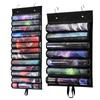 Game Mat Holder Double Hook Hanging Game Pad Organizer storage Bag With Transparent Slots Can Hold 12+1 Card Game Pads