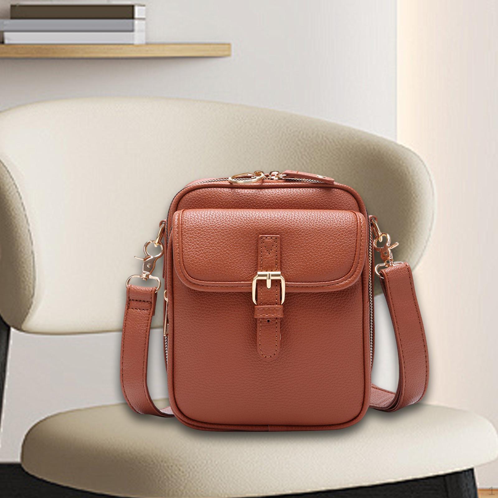 Closet of Beauty Schoudertas Dubbele Rits Unisex Veelzijdige Crossbody Tas bruin