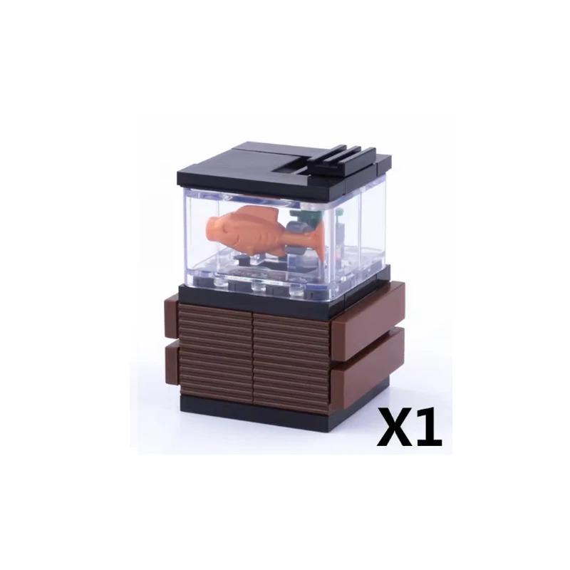Set de Accesorios de Bloques de Construcción de Ciudad Máquina de Mahjong Consola de Juegos Muebles Sofá Cama Piano Refrigerador Juguete Mini Ladrillos Floristería