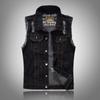 Herren Trendy Schlanke Passform Schwarze Jeansweste - Koreanischer Stil