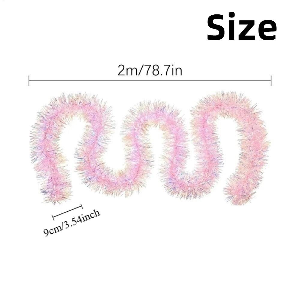 Pink Pink Tinsel Garland Shiny Christmas Party Props Christmas Snowflake Pendant Christmas Decor