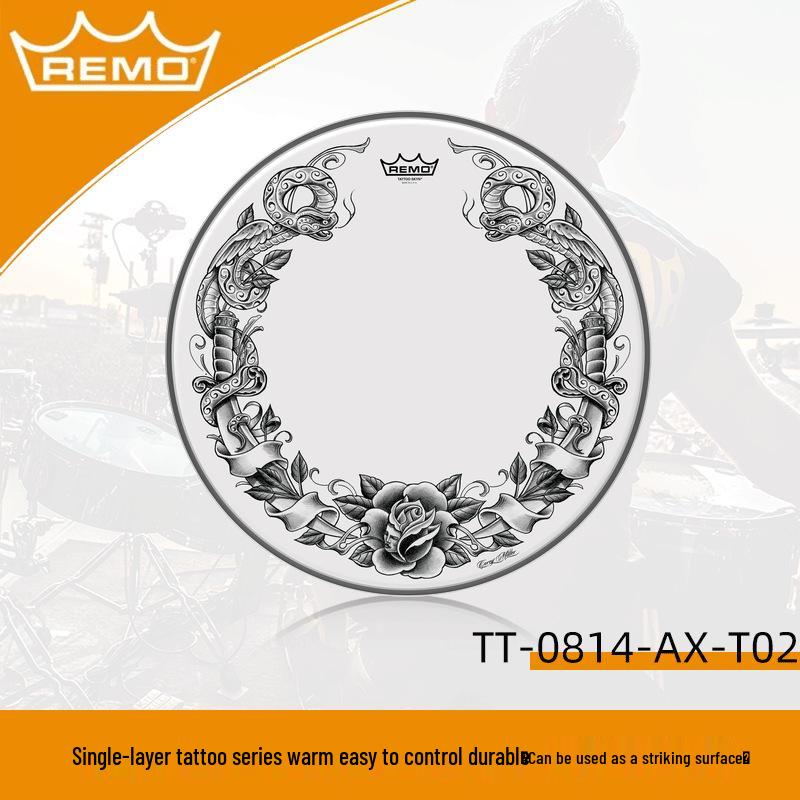 Allied Parts 14" REMO Sandblasted Swedish Drum Kit, Black and White Single Ply Resonance Drumhead