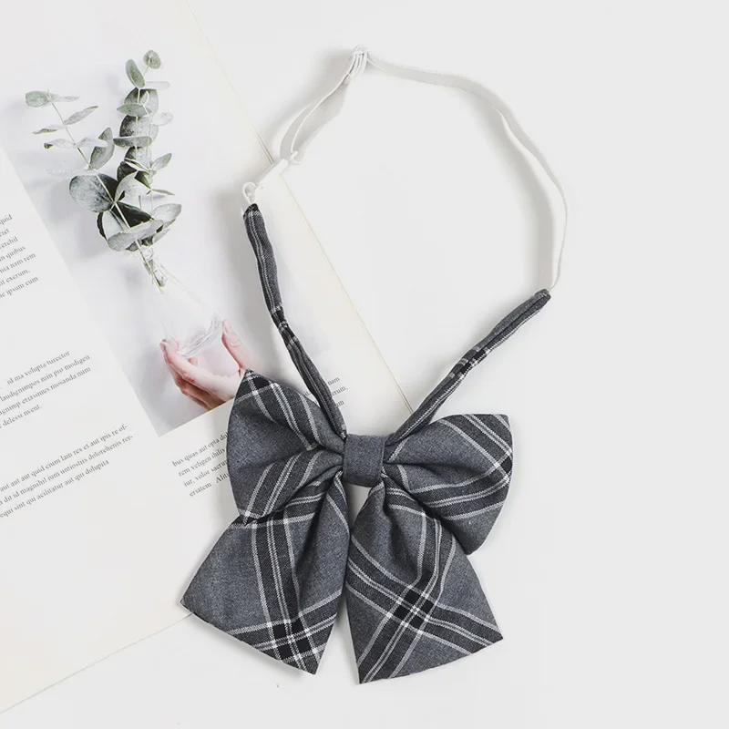 Hnědá retro kostkovaná kravata pro ženy a muže - japonský vysokoškolský styl motýlek