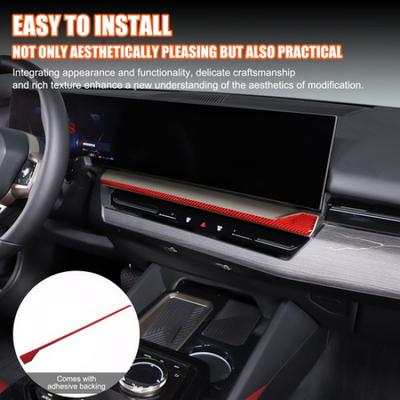 Red Carbon Fiber Center Navigation Trim Sticker For BMW 5 Series G60 I5 2024+