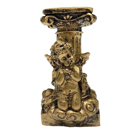 Umbra Studio Crystal Ball Stand Resin Ornament, Retro Roman Column with Angel Relief Decorative Display Base for 3-6cm Balls, Creative Desktop золотистый