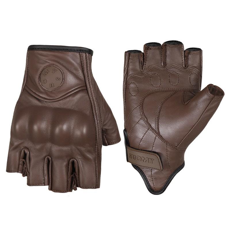 Genuine Leather Motorcycle Gloves Half-Finger Unisex Riding Gear Breathable Anti-Slip Protective Bikers