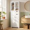 Tall bathroom cabinet 4 Doors 2 Drawers 60x30x170cm White