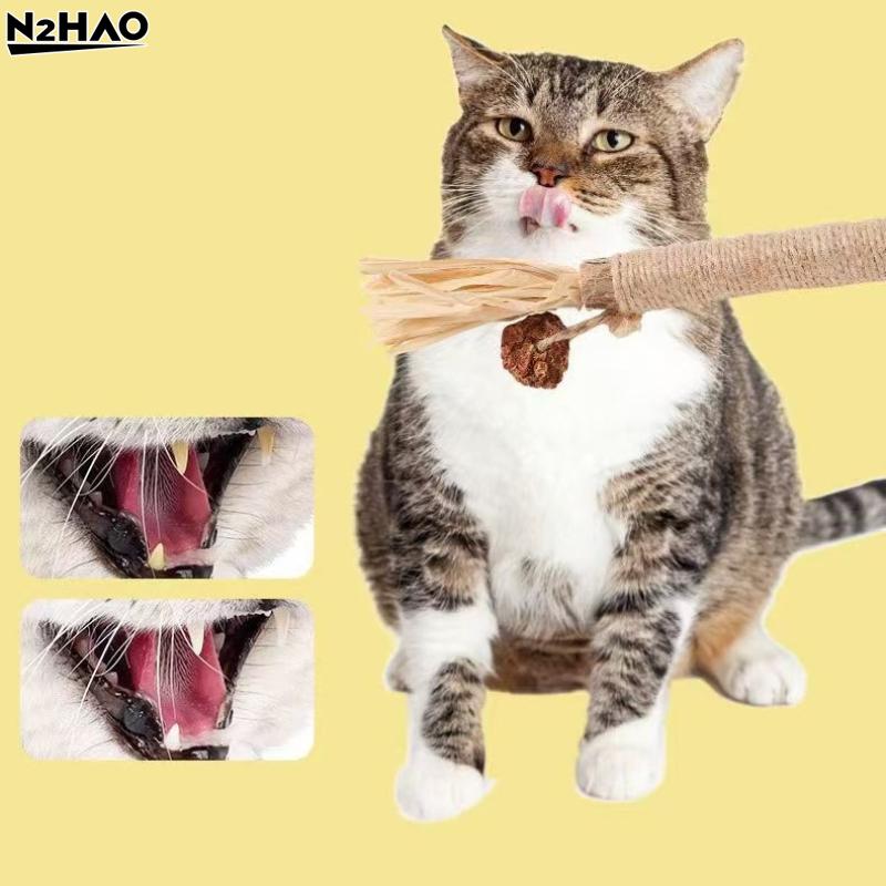 1/2PC Cat Toy Made Of Woody Smartweed Knotweed Teething Sticks Insect Gall Raffia Sisal Rope Teeth Cleaning Toy Cat TeasingStick