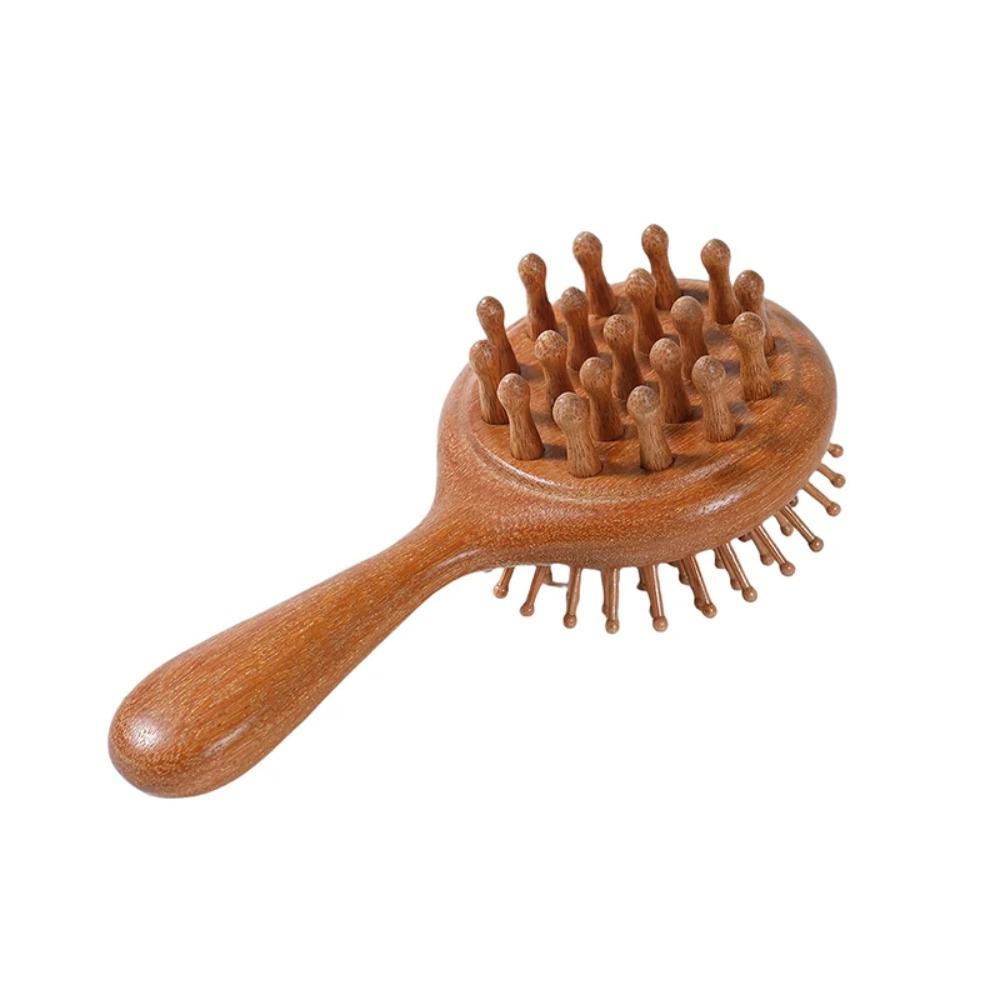 Double-Sided Head Massage Comb Comfortable Handle Wooden Meridian Hair Comb  Scalp Care